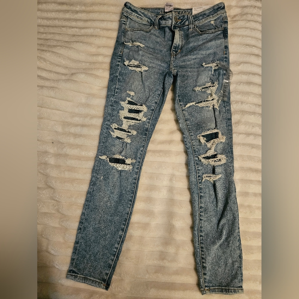 American Eagle Distressed Women's Blue Skinny Jeans